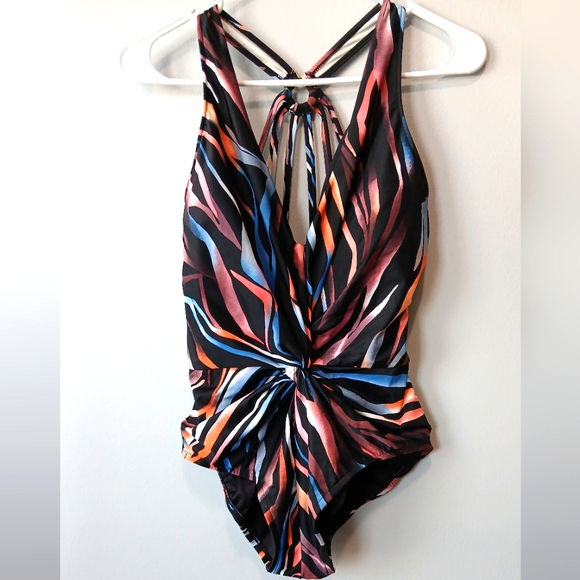 Magicsuit By Miraclesuit Black Blue One Piece Slimming Sexy Swimsuit Size 10 - Picture 1 of 8